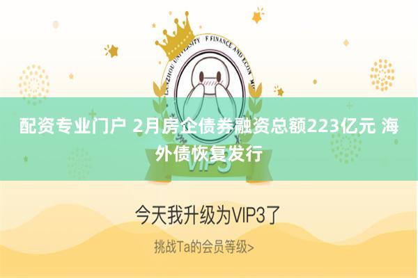 配资专业门户 2月房企债券融资总额223亿元 海外债恢复发行