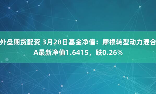 外盘期货配资 3月28日基金净值：摩根转型动力混合A最新净值1.6415，跌0.26%