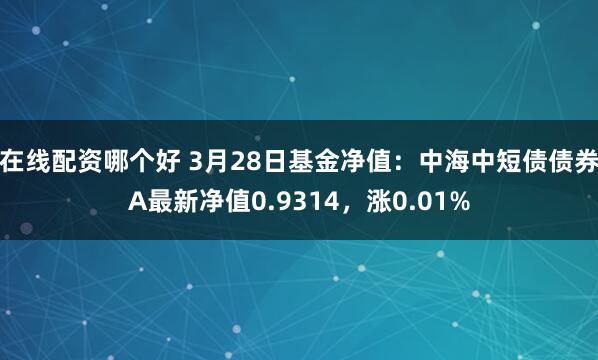 在线配资哪个好 3月28日基金净值：中海中短债债券A最新净值0.9314，涨0.01%