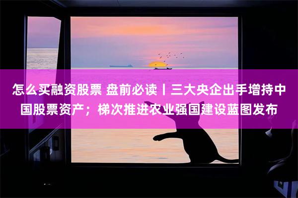 怎么买融资股票 盘前必读丨三大央企出手增持中国股票资产；梯次推进农业强国建设蓝图发布