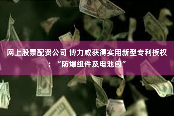 网上股票配资公司 博力威获得实用新型专利授权：“防爆组件及电池包”