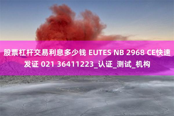 股票杠杆交易利息多少钱 EUTES NB 2968 CE快速发证 021 36411223_认证_测试_机构