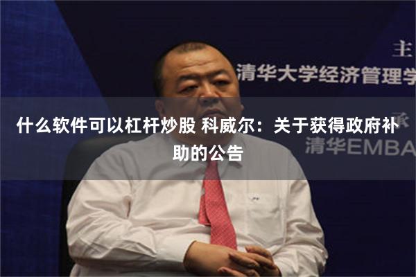 什么软件可以杠杆炒股 科威尔：关于获得政府补助的公告